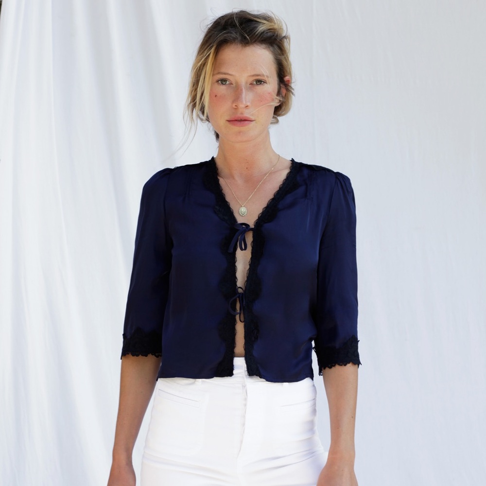 EUC Rouje Aldo blouse size xs in navy